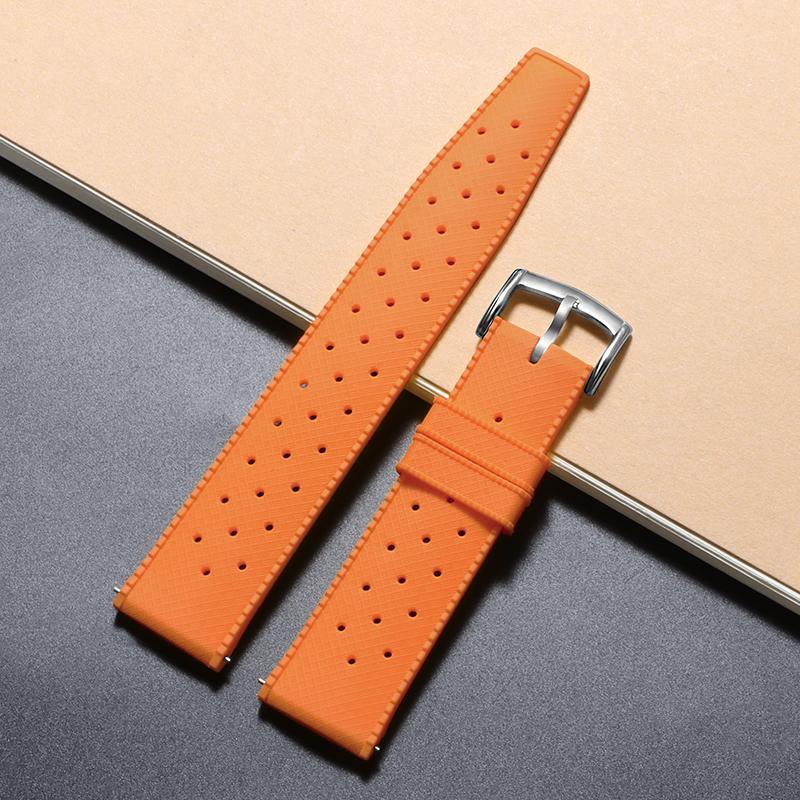 20mm 22mm Tropical Silicone Watch Band Quick Release Watchband Soft Rubber Smart Watch Strap Breathable for Seiko for Citizen