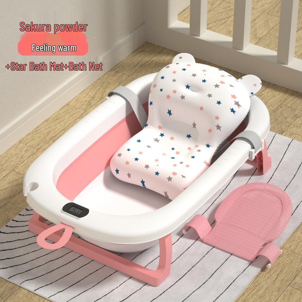 Foldable Baby Bathtub - Large, Sit or Lie for Kids, Newborn Bath Essentials for Home Use