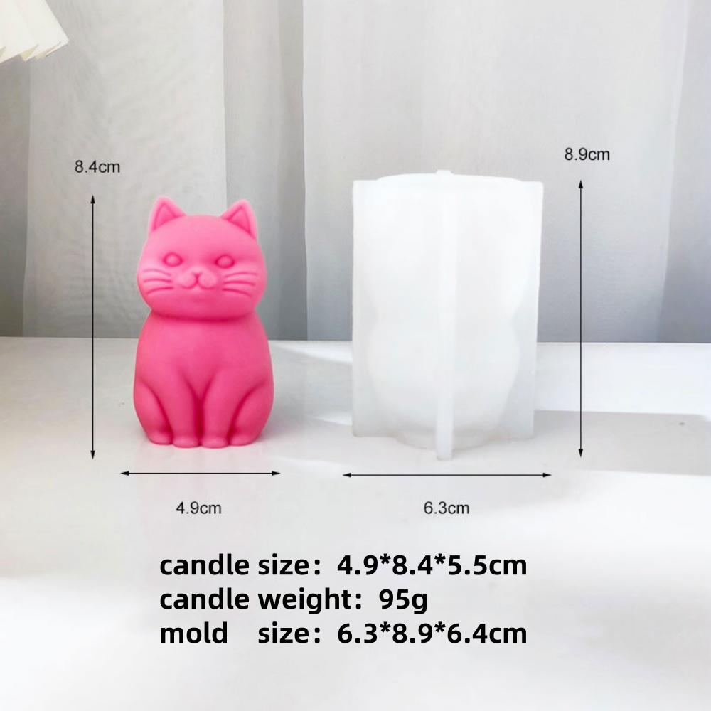 3D Fat Cat Candle Silicone Mold Handmade Cute Size Sitting Cat Aromatherapy Candle DIY Toy Cake Mold Gypsum Resin Ornament Gift