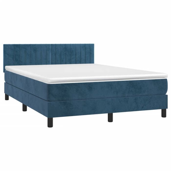 Maison Exclusive - Sommier à lattes de lit avec matelas LED Bleu foncé 140x190 cm
