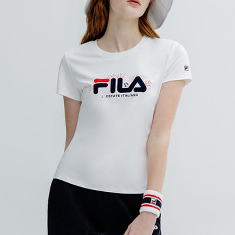 Fila T Shirts Women's White Crew Neck Moderate Straight Fit F11W928129FWT