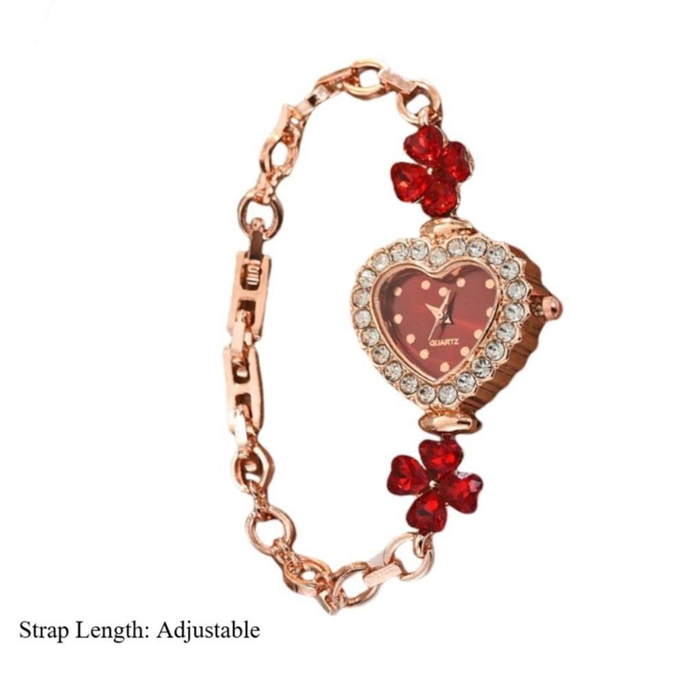 with Adjustable Bracelet Heart Shaped Watch Diamond Studded Watch Strap Wrist Decoration  Gift