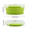800ml Round Silicone Bento Box Collapsible Lunch Box Microwave Food Container (Light Green)