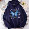 Beautiful Butterfly Printed Hoodie Autumn Winter Casual Fashion Harajuku Korean Style O-Neck Long Sleeve Fleece Tops Sweatshirts