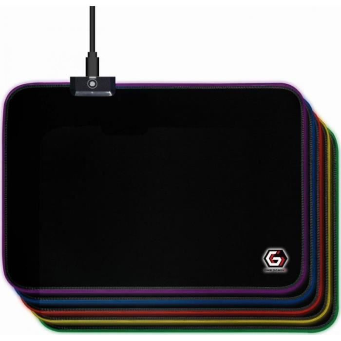 Tapis de souris gaming - Gembird - MP-GAMELED-M - Effet de lumière LED - Noir - Taille M