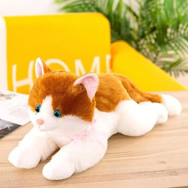 Lying Kitten Plush Toy with Meow Sound - Sleep Companion & Hugging Pillow 30 cm