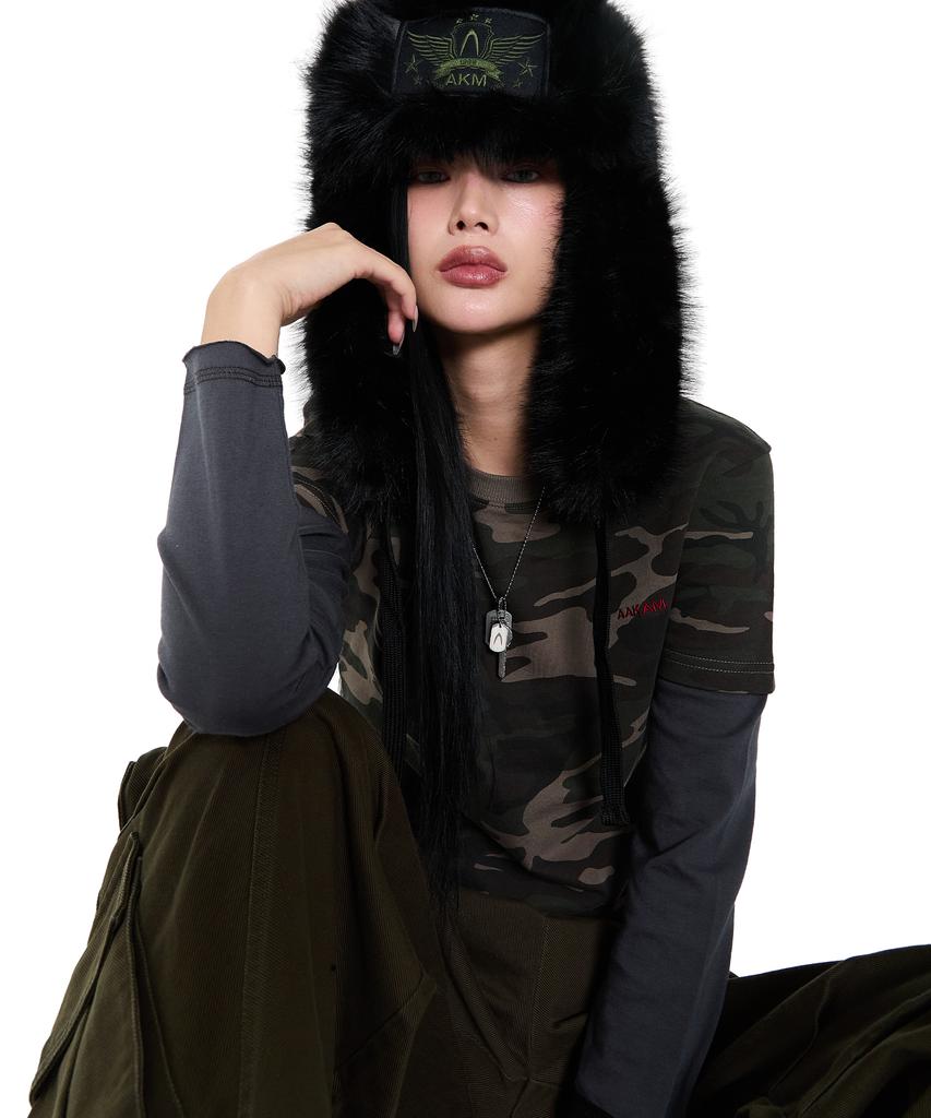 AAKAM Akm Patch Fur Trapper Hat (Black)