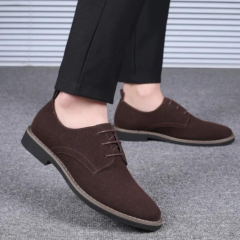 Fashion Men's Dress Shoes Plus Size Mens Oxford Shoes Suede Mens Casual Shoes Lace-ups Flats Comfortable Versatile Zapatos Para Hombres