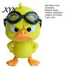 Angry Duck Figurine 3D Printed Yellow with Detachable Swimming Goggles, Funny Small Plastic Figurines Statue, Desktop Ornament for Car Dashboard