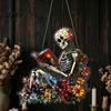 Gothic Aesthetic Room Decor Stained Glass Skull Suncatcher, Acrylic Colorful Window Hanging Wall Art Personalized Trendy Painted Pendant with