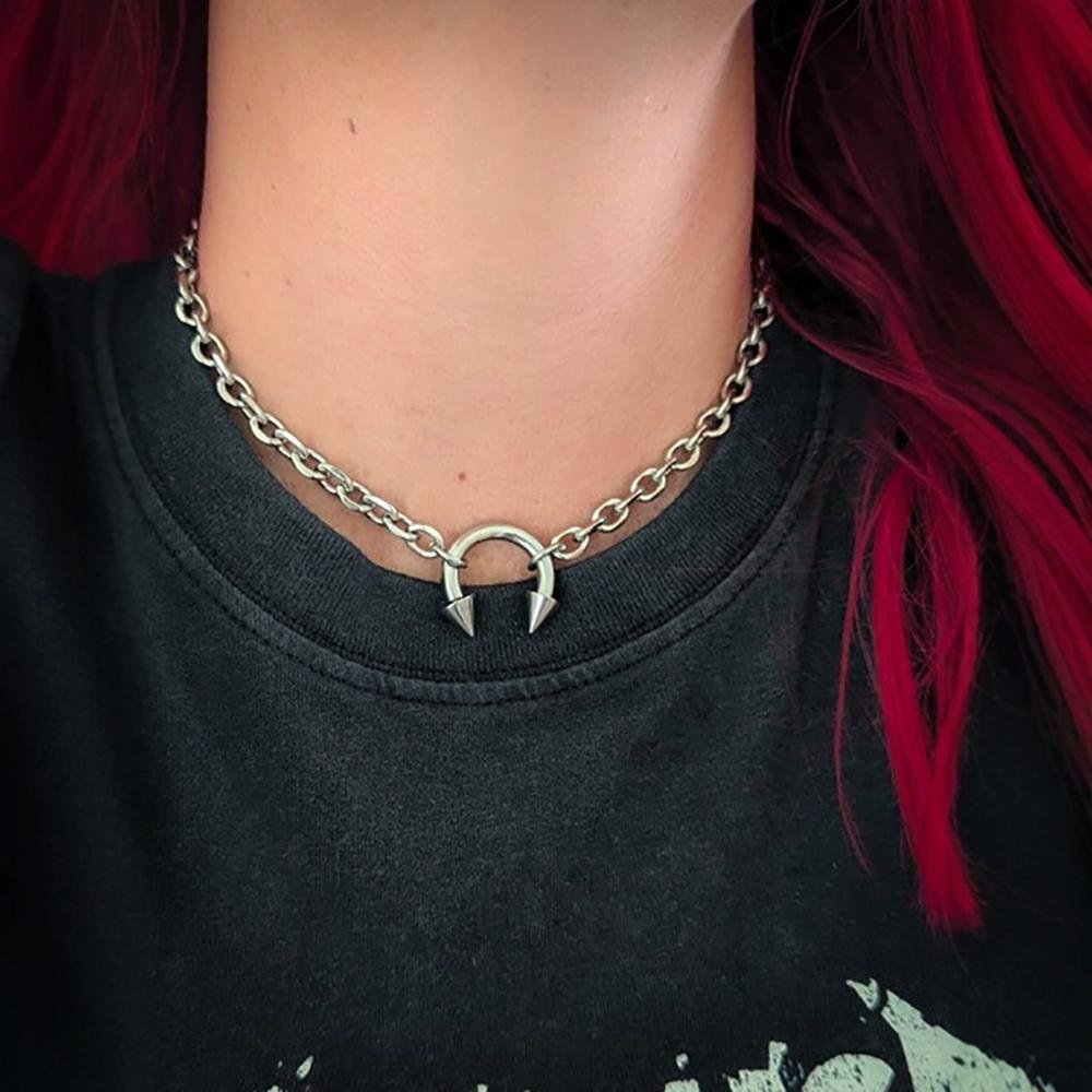 Fashionable Nose Clip Pendant Stainless Steel Necklace Nightclub Sexy Geometric Nose Clip Collarbone Necklace For Women