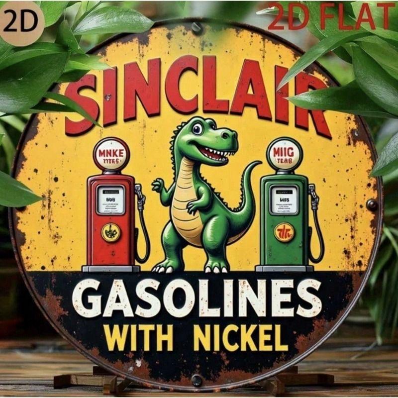 Metal Poster Wall Art Sinclair Dino Gasoline Sign Retro Garage Decor