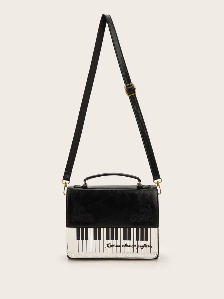 Textured Personalized Piano Women's Bag New Fashion Contrasting Color Shoulder Bag Messenger Bag Small Square Bag