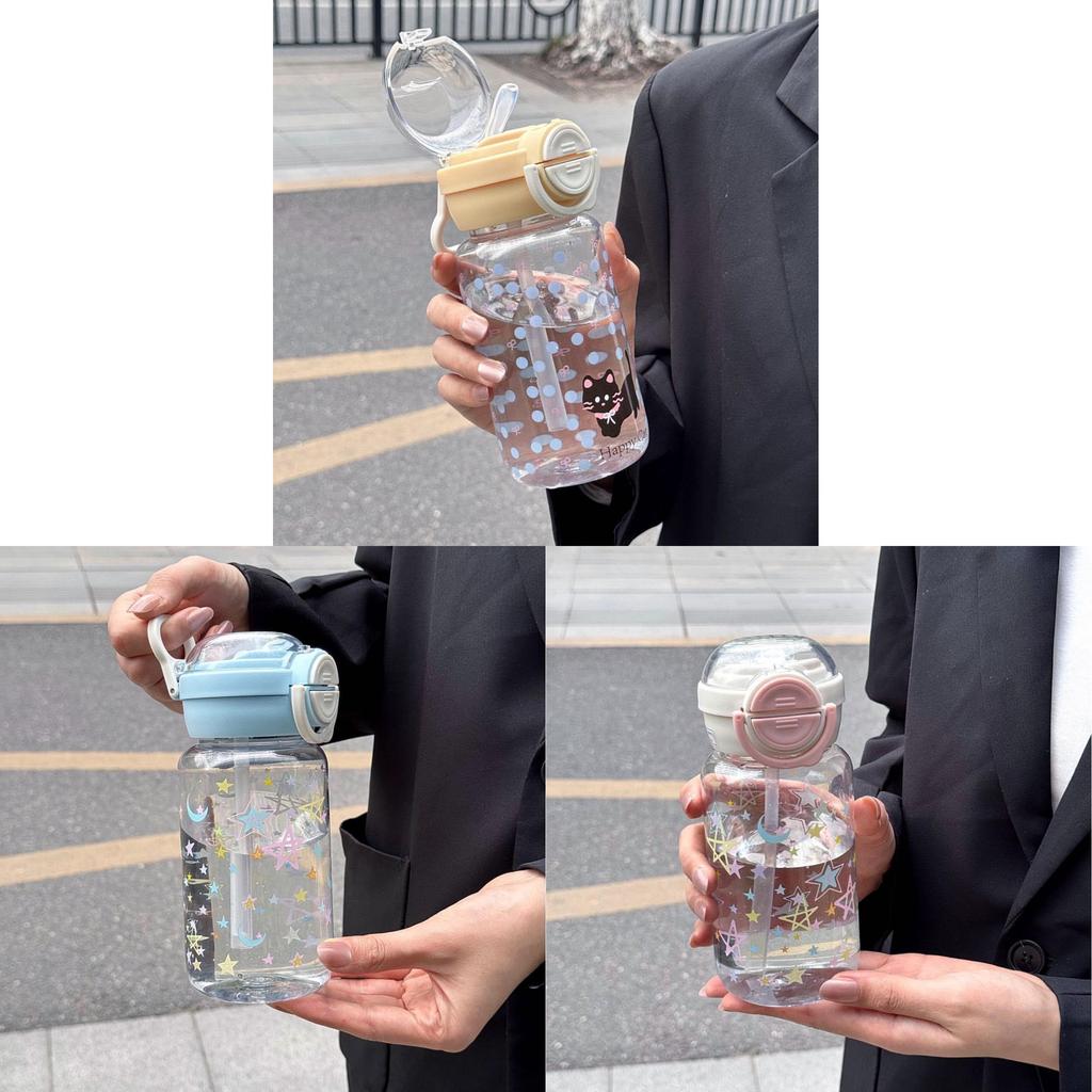 Plastic Double Drink Cup With Cartoon Pattern For Office And Home Use
