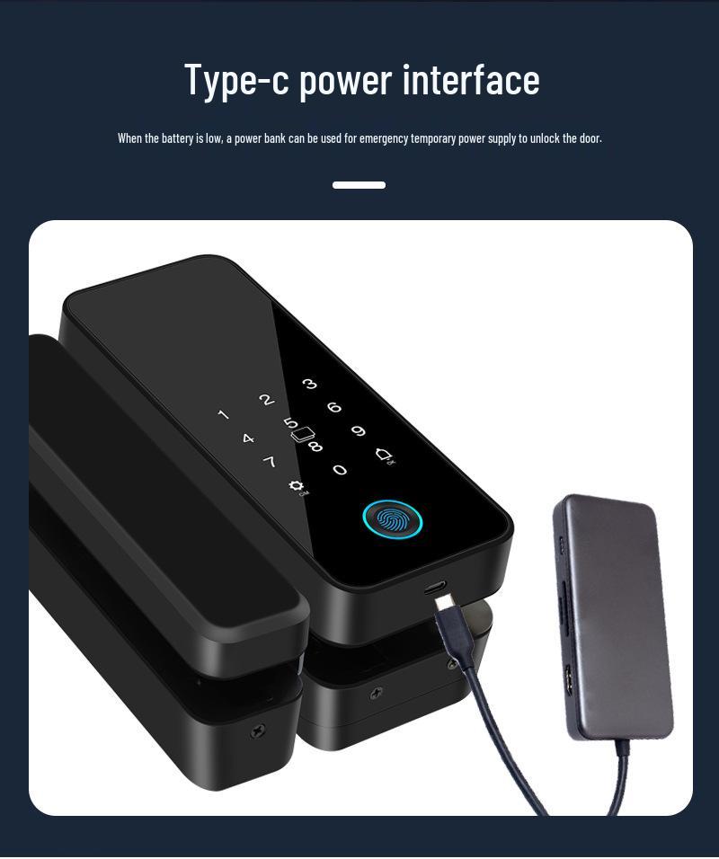 Fingerprint Glass Door Lock for Frameless/Framed Doors: Smart Electronic Lock with Password for Single/Double Doors in Offices.