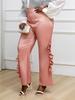 AOMEI Pink Pants for Women High Waist Ruffles Asymmetrical Wide Leg Trousers Party Club Prom Casual Chic Elegant Trendy Outfit