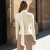 Podzim Zima Nový Styl Plisované Topy Elegantní Slim Spodní Dlouhý Rukáv Límcové Trička pro Ženy