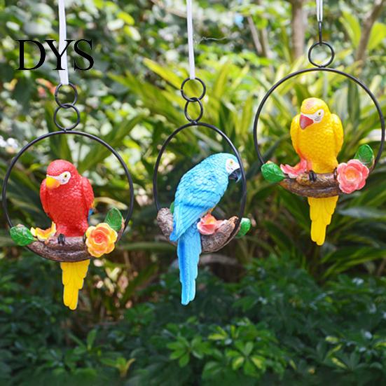 Garden Ornament Parrot with Ring Exquisite Colorfast Hanging Pendant Summer Bird Decoration