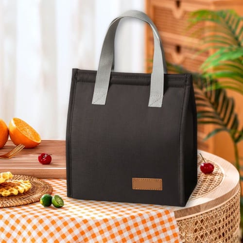 Large Capacity Insulated Lunch Bag, Handbag, Thick Insulated Lunch Tote Bag, Foldable, Washable, Reusable, Leak-Proof, for Kids, Commuting, School, Pi