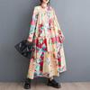 New Large Size Loose Thin Fashion Long-sleeved Printed Mid-length Dresses