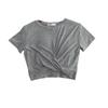 Damen Koreanischer Stil Geknotetes Bauchnabel-Freies Kurzarm Freizeit-T-Shirt