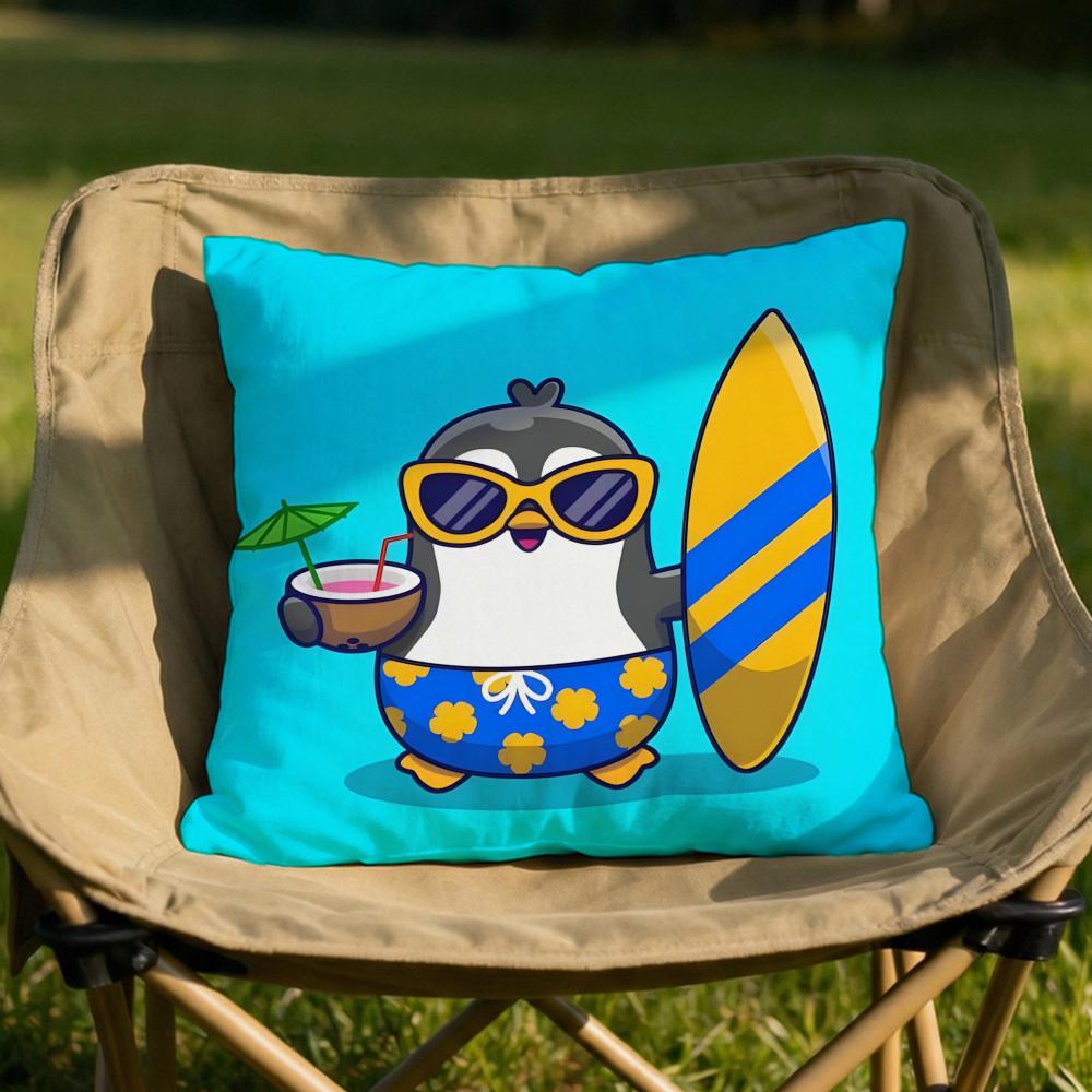 Cute Cartoon Penguin Cushion Cover Soft Reversible Durable Pillow Cover MultiScene Use for Home Car Daily Comfort