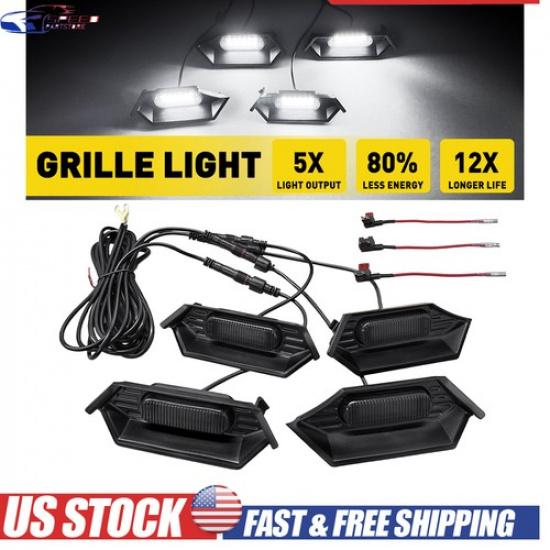 Grille LED Lights Smoked Front White Light+Harness For 2024 2025 Toyota Tacoma