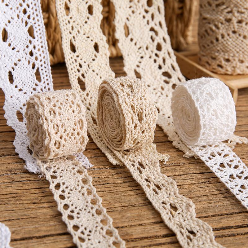 Handmade Off-White Elastic Cotton Lace for DIY Garment Accessories and Skirt Hem Decoration.