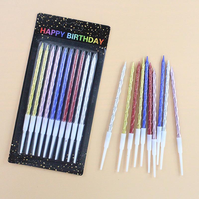 New Style 10-pack Gold-plated Colorful Candles On Suction Cards Creative Wedding Arrangement Gold and Silver Birthday Candles