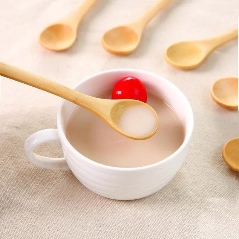 20/1Pcs Natural Wood Spoons Long Handle Soup Stirring Spoons Coffee Milk Teaspoon Scoops Home Kitchen Tableware Cooking Tools4