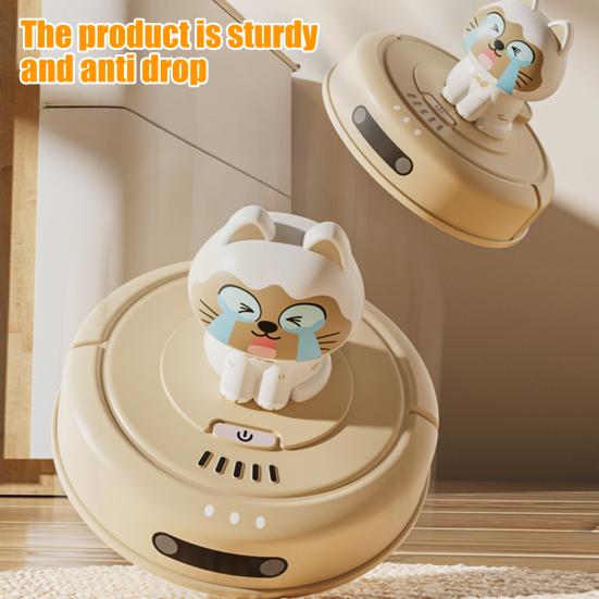 Cat Robotic Vacuum Cleaner Car Toy Inertial Drive Pull Back Cartoon Kitten Sweeper Vehicle Educational Toy Toddlers Boys Girls Gift
