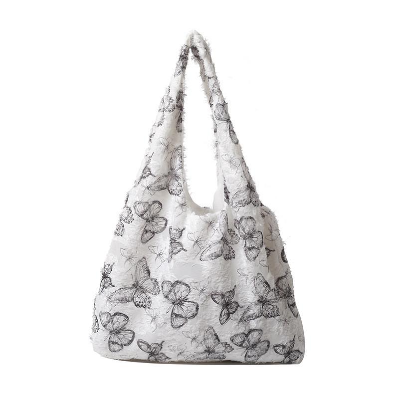 Stylish Sweet Large Capacity Shoulder Bag For Women Soft Fabric Floral Design