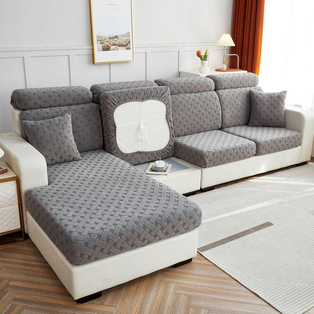3D Jacquard Velvet Sofa Hat: Elastic Full-Cover Cushion for Autumn & Winter