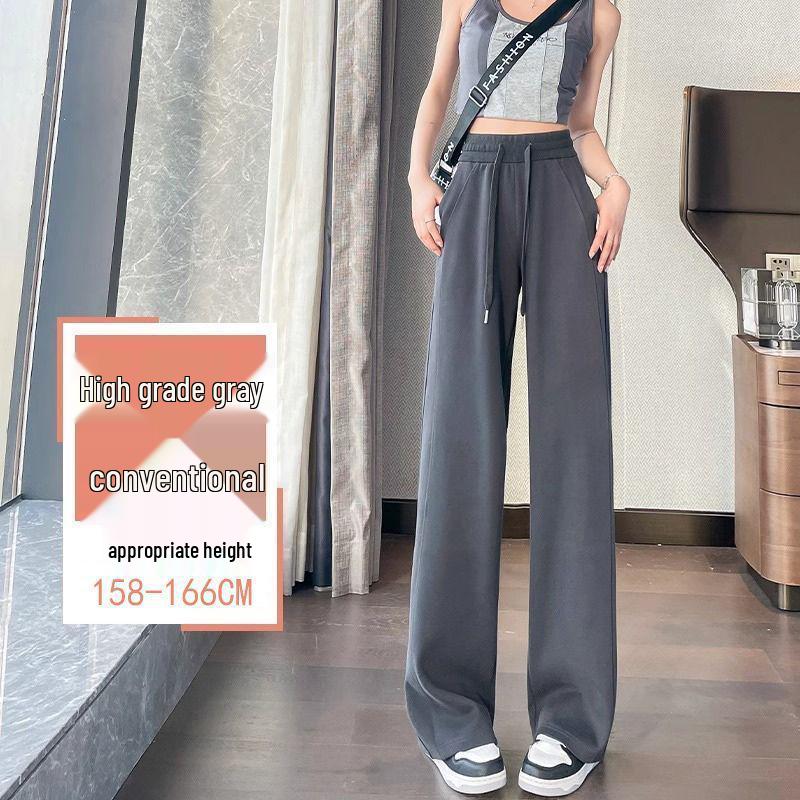 Women's Grey High-Waisted Sweatpants: Slimming Loose Fit, Magic Wide-Leg for Spring/Autumn 2025.