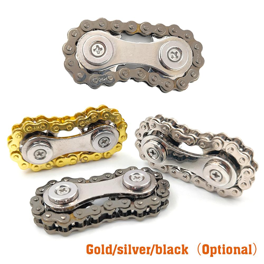 Cadena de bicicleta con engranajes de metal, juguete de descompresión con cadena para dedos