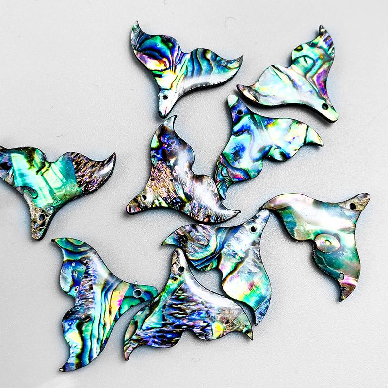 5Pcs Natural Abalone Fish Tail Pendants Of Pearl Shell For Diy Jewelry Making