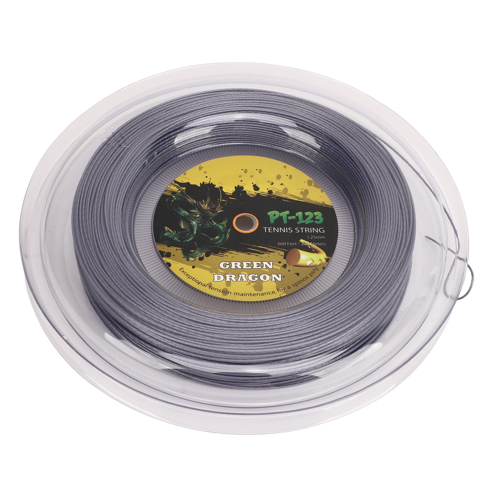 

1.25mm Tennis Racket String Double Ribbed Pattern Beat Resistant Polyester Tennis String for Teenager 200M Silver Gray серебряный серый