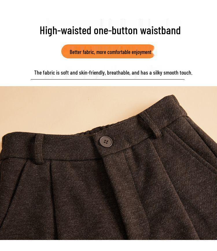 High-Waisted Women's Woolen Shorts - Autumn/Winter 2026, Old Money Style, Six-Point, Wide-Leg, Thick Mid-Length.