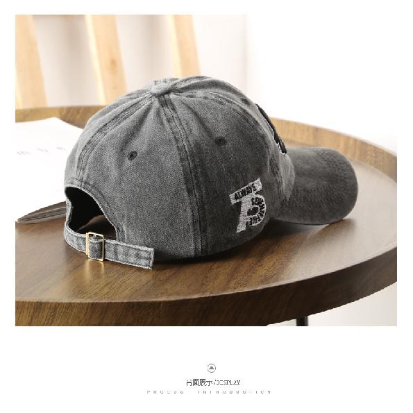 Trendy men's washed letter-embroidered baseball cap, suitable for outdoor wear, offering sun protection and shade for women