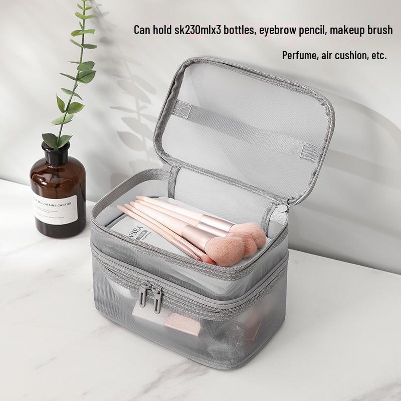 High-Capacity Mesh Cosmetic Bag for Women - Premium Toiletry Storage