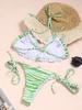 Sexy Damen-Bikini mit Streifenmuster und seitlicher Bindung, zweiteiliger Badeanzug