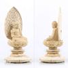 Amitabha Buddha Tendai Carved from Cypress Round Base with Arabesque Ideal for Those Born In the Year of the Dog or Protects Against Protects the