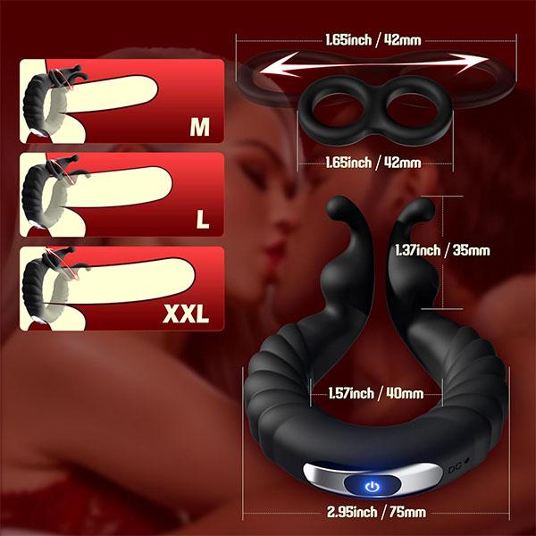 Vibrating Cock Ring for Men Soft Silicone Dual Rings Couples Game Adult Sex Toy Ejaculation Delay Male Penis Ring