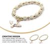 Exquisite Angel Wing Cross Rosary Bracelets Bronzing Acrylic Baptism Stretch Beaded Bracelets for Women Girls Religious Gift