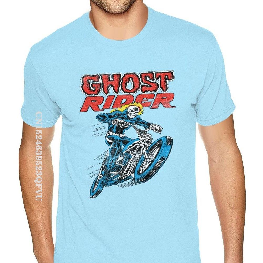 Lovely Ghost Rider Tee Shirts Men's Top Quality Gothic Style Anime Tshirt Pure Cotton Crew T-Shirts Punk Style