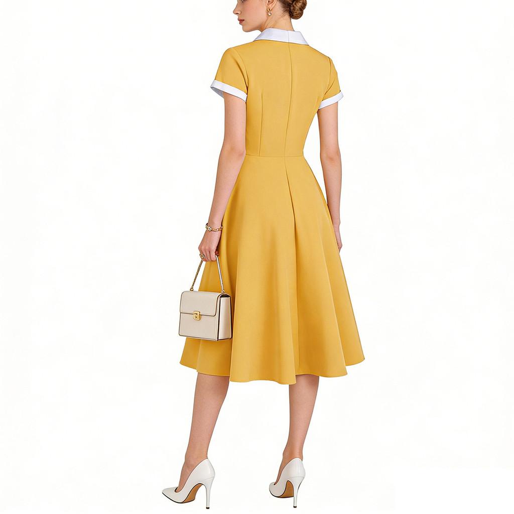 Summer Vintage A Line Dress With Pockets For Party And Casual Wear