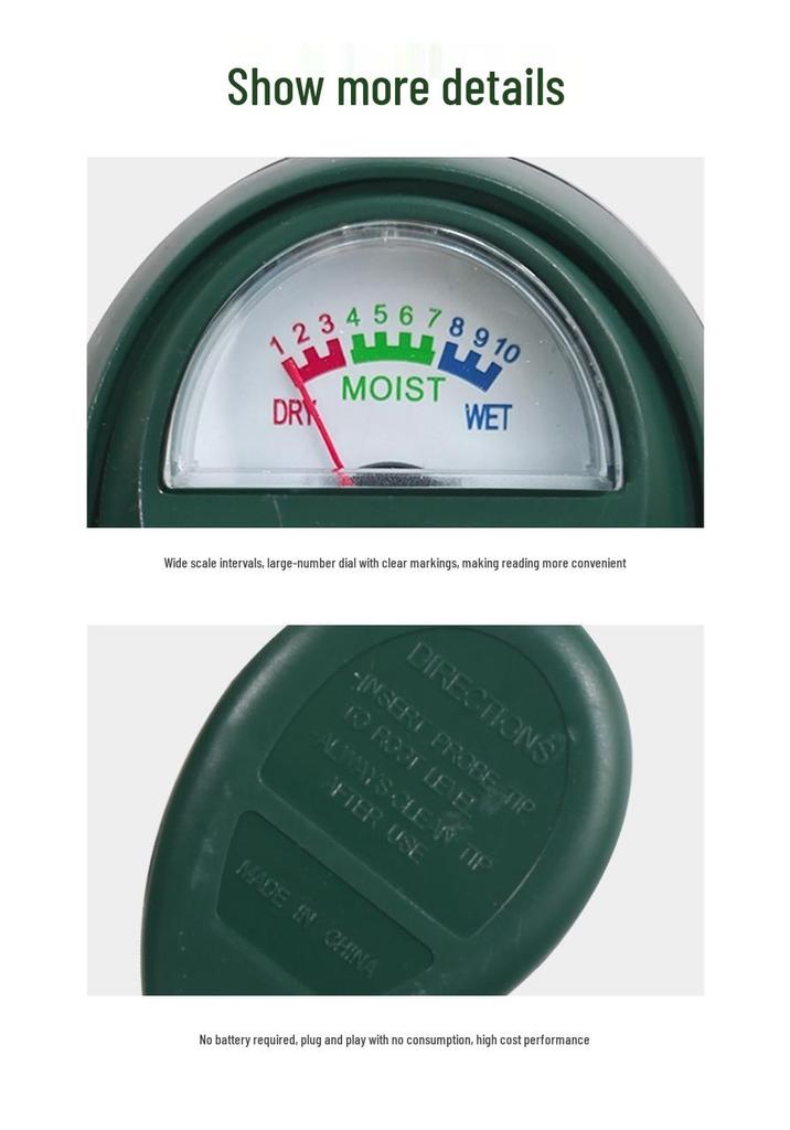 Gardening Soil Moisture Hygrometer for Plants & Flowers