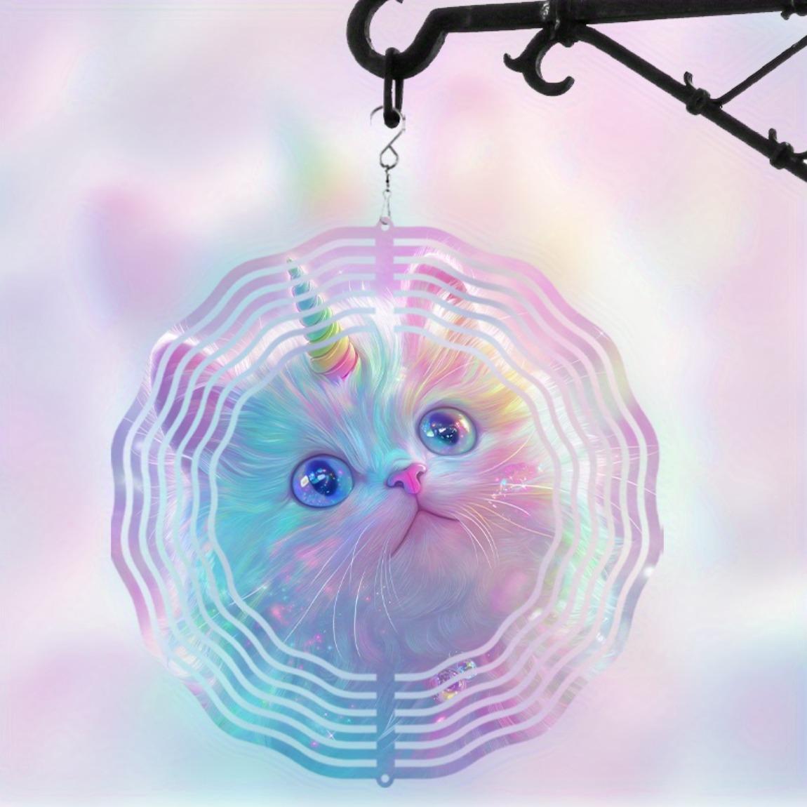 

10 Inch Rotating Wind Chime with Cat Design 360 Degree Hook for Garden Balcony Decor Summer Spring Gift for Friends Family 01A