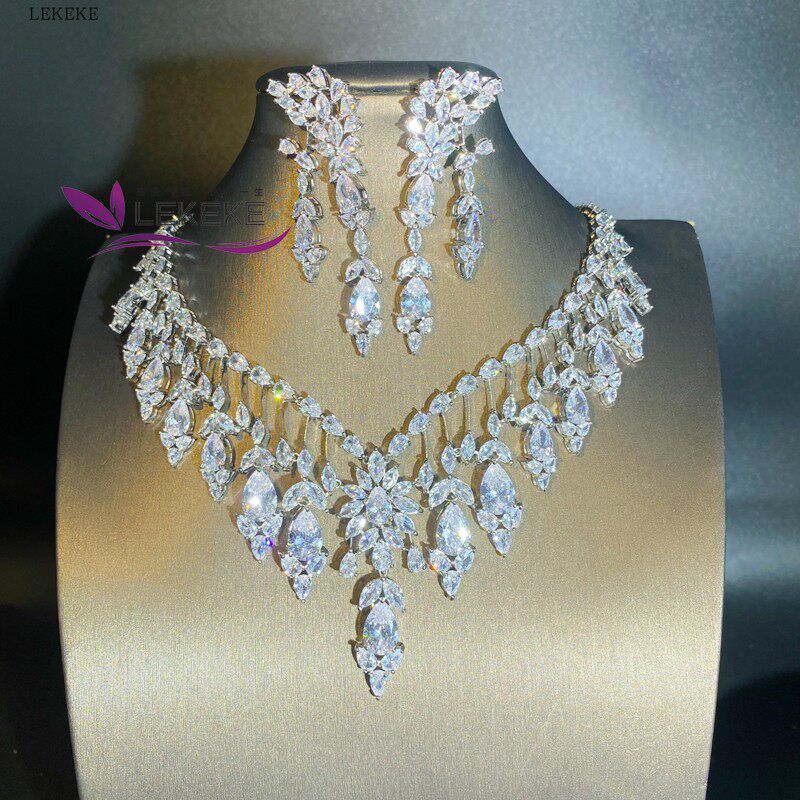 New Arrival Best Selling Fashion Super Flash Zircon Clavicle Chain Bridal Suit Jewelry Wedding Evening Dress Banquet Matching Suit