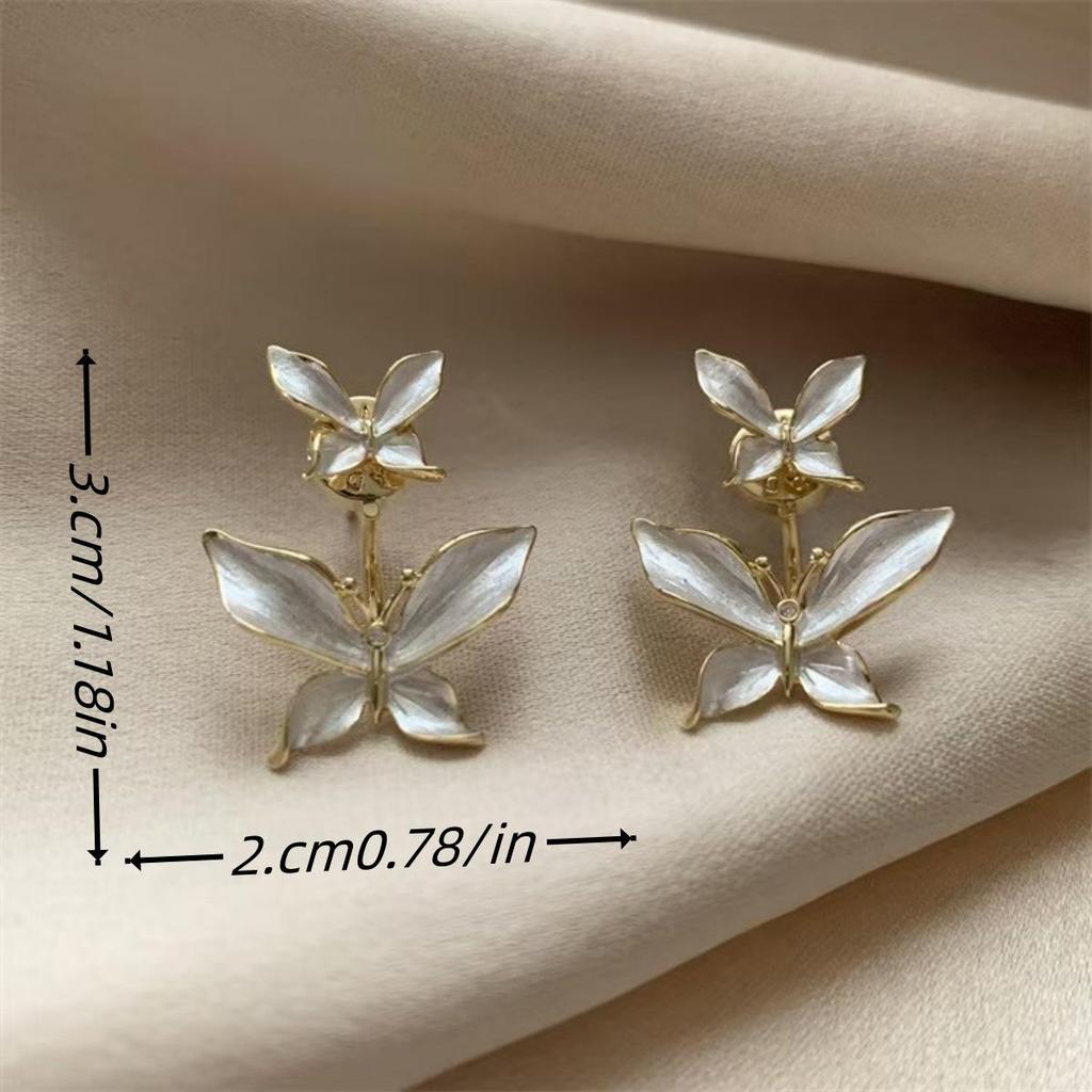 Retro Butterfly Drip Oil Stud Earrings for Women - Niche Design